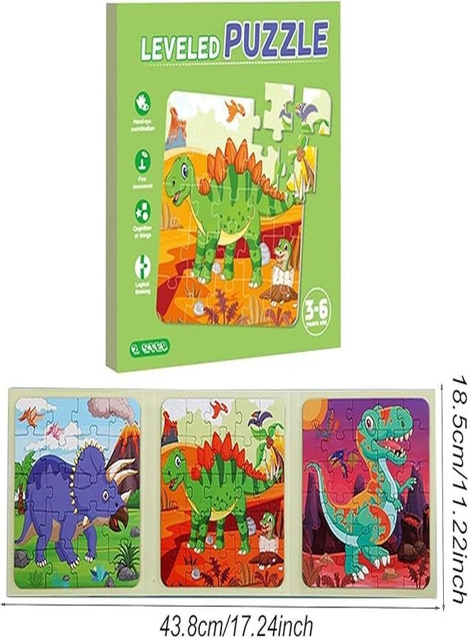 BLiSS HUES Dinosaur 3 in 1 Magnetic Jigsaw Puzzles for Kids- 20,25 and 30 Piece Puzzles Book for Toddlers-Travel Games, Preschool Educational Toys for 3-7 Year Old Boys and Girls - Image 4